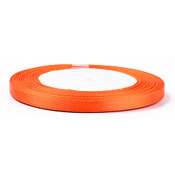 Tomato High Dense Single Face Satin Ribbon, Polyester Ribbons, Tomato, 1/4 inch(6~7mm), about 25yards/roll, 10rolls/group, about 250yards/group(228.6m/group)