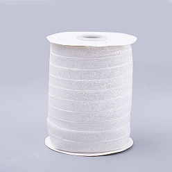 White Glitter Sparkle Ribbon, Polyester & Nylon Ribbon, White, 3/8 inch(9.5~10mm), about 50yards/roll(45.72m/roll)