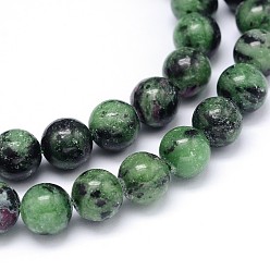 Ruby in Zoisite Round Natural Ruby in Zoisite Bead Strands, 8mm, Hole: 1mm, about 49pcs/strand, 15.3 inch