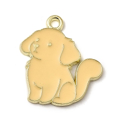 Собака Золотили эмали сплава подвески, прелести животных, собака, 23x21x1.5 мм, отверстие : 1.8 мм