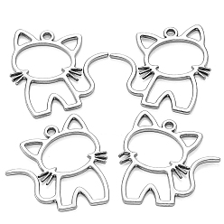 Черный Цвет Металла Подвески из сплава , кошачье очарование, металлический черный , 27x25 мм, отверстие : 2 мм