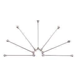 Mixed Color Brass Tie Pin, with Rhinestone, Mixed Color, 64mm, Pin: 1.6mm, 7pcs/box