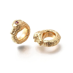 Настоящее золото 18K Латунные микро проложить Цирконий Европейский бисером, бусины с большим отверстием, без кадмия, без никеля и без свинца, драдон, реальный 18 k позолоченный, 12x10x5 мм