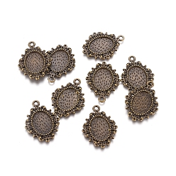 Antique Bronze Alloy Pendant Cabochon Settings, Oval, Antique Bronze, Tray: 14x10mm, 26x19x2mm, Hole: 1.5mm