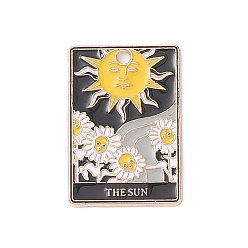 Желтый Подвески из сплава , золотой свет, Таро прелести, солнце, желтые, 28x19x1.5 мм, отверстие : 2 мм