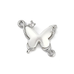 Платина Латунные абс пластиковые соединители подвески, с микро проложить кубического циркония, без кадмия, без никеля и без свинца, бабочка, платина, 15.5x18.5x4.5 мм, отверстие: 1.2 и 1.4 мм