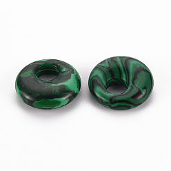 Malachite Synthetic Malachite Pendants, Donut/Pi Disc, 17.5~18.5x5.5mm, Hole: 5.5mm