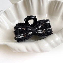 Черный Пластиковые и бархатные заколки-коготки, бантом, чёрные, 70x30 мм