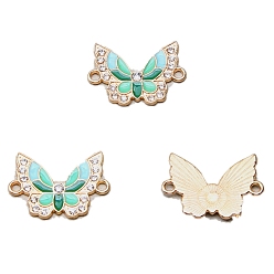 чирок 100шт. сплав эмалированные бабочки-соединители подвески, с кристально горный хрусталь, золотой свет, зелено-синие, 16x18.9x1.9 мм