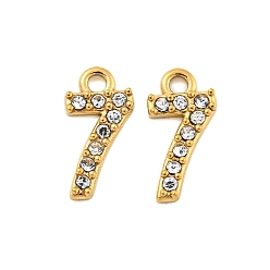 Number 304 подвески из нержавеющей стали, с кристально горный хрусталь, числовые прелести, реальный 14 k позолоченный, число, 9x4.5x1 мм, отверстие : 1 мм
