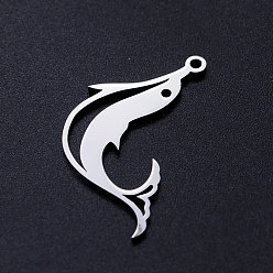 Stainless Steel Color 201 Stainless Steel Pendants, Dolphin, Stainless Steel Color, 23x22x1mm, Hole: 1.5mm
