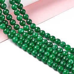 Белый Нефрит Нить круглых бусин из натурального белого нефрита, окрашенные, зелёные, 8 мм, отверстие : 1 мм, около 47 шт / нитка, 14.76~14.96'' (37.5~38 см)