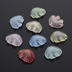 Mixed Color Transparent Baking Paint Glass Pendants, Shell, Mixed Color, 15x18x4mm, Hole: 1.2mm