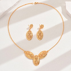 Настоящее золото 18K Винтажные модные железные овальные серьги и ожерелья для женщин, реальный 18 k позолоченный