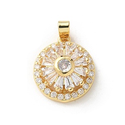 Цветок Латунные микропаве прозрачные подвески с фианитом, цветок, 16x14x7 мм, отверстие : 3x4.5 мм.