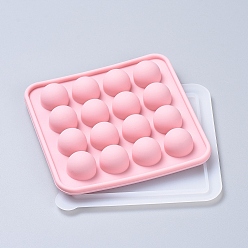 Pink Силиконовые формы diy для пищевых продуктов, формы помады, с пластиковой крышкой, формы для выпечки, цвет шоколада, конфеты, печенье, изготовление ювелирных изделий на основе смолы и эпоксидной смолы, круглый шар, розовые, 105x104x18 мм
