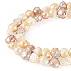 Морская Ракушка 1 нити натуральных культивированных пресноводных жемчужных бусин, барочный жемчуг кеши жемчужные бусы, двух сторон полированной, цвет морской раковины, 8~9x7.5~8.5x5~6 мм, отверстие : 0.7 мм, около 42 шт / нитка, 13.39'' (34 см)
