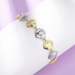 Shell Shape Браслеты из латунной цепочки для женщин, платиной и золотом, формы раковины, 6-7/8 дюйм (17.5 см), ссылка: 15x11x3 mm