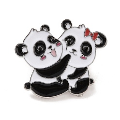 Panda Enamel Pin, Alloy Enamel Brooch for Backpack Clothes, Bear, Panda, 24x29x2mm