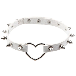 Белый Регулируемые готические ожерелья-чокеры из искусственной кожи с шипами и заклепками для женщин, платина, белые, 15.31 дюйм (38.9 см), 18 мм