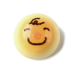 Half Round Симпатичные кабошоны из непрозрачной смолы, искусственный хлеб, улыбающееся лицо, 13.5x8.5 мм