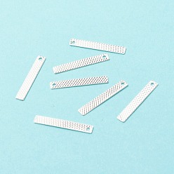 Посеребрённый Латунные подвески, долговечный, без кадмия и без свинца, прямоугольные, 925 серебро покрытием, 20x3x0.2 мм, отверстие : 1.2 мм