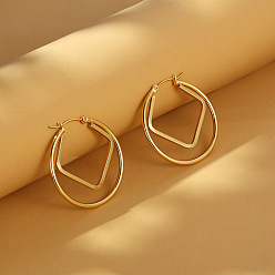 Золотой Серьги из 304 нержавеющей стали, кольцо с ромбом, золотые, 35 мм