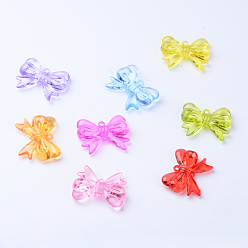 (52) Непрозрачная лаванда Прозрачные акриловые подвески, бантом, разноцветные, 34.5x44x10 мм, отверстие : 2 мм, Около 77 шт / 500 г