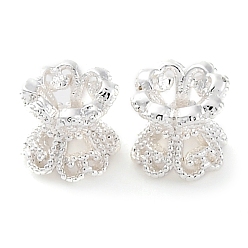 Серебро Шапочки и конусы для бусин, латунные, долговечный, цветок, серебряные, 4.5x4.5 мм, отверстие : 1.2 мм