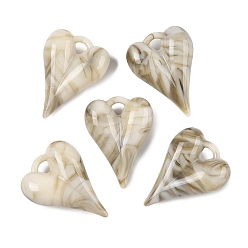 Светло-коричневый Акриловые подвески, сердце, загар, 27x20.5x8.5 мм, отверстие : 3x3 мм