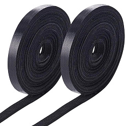 Black 10M Flat Cowhide Cord, for Necklace & Bracelet Making Accessories, Black, 10x2mm, about 10.94 Yards(10m)/Set