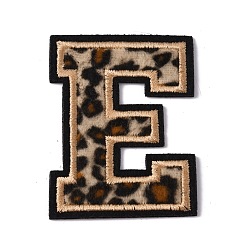 Letter E Polyester Computerized Embroidery Cloth Iron On Sequins Patches, Leopard Print Pattern Stick On Patch, Costume Accessories, Appliques, Letter.E, 61x46x1.5mm