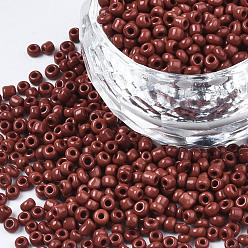 Dark Red Glass Seed Beads, Opaque Colours Seed, Small Craft Beads for DIY Jewelry Making, Round, Dark Red, 2mm, Hole:1mm, about 30000pcs/pound