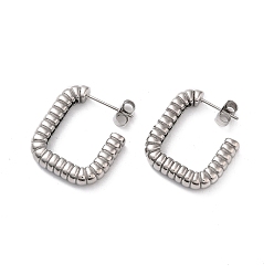 Нержавеющая Сталь Цвет 304 прямоугольные серьги-гвоздики из нержавеющей стали для женщин, цвет нержавеющей стали, 22.5x4.5 мм, штифты : 0.8 мм