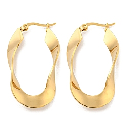 Золотой 202 серьги-кольца неправильной овальной формы из нержавеющей стали, с 304 штифтами из нержавеющей стали для женщин, золотые, 42x5.5 мм