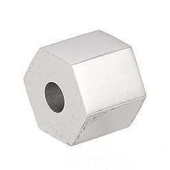 Нержавеющая Сталь Цвет Устойчивы к потускнению 304 бусины из нержавеющей стали, шестигранные призмы, цвет нержавеющей стали, 6.7x6x5 мм, отверстие : 2 мм