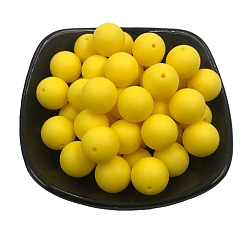 Gelb Silikonperlen, Runde, Gelb, 15 mm, Bohrung: 2 mm