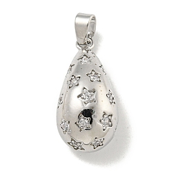 Звезда Покрытие стойки латунь микропаве прозрачные подвески из кубического циркония, с целью перехода в кольце, без кадмия и без свинца, долговечный, слеза, звезда, 25x12x11 мм, отверстие : 5.5x3.5 мм