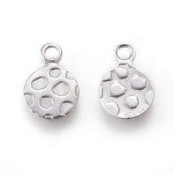 Нержавеющая Сталь Цвет Устойчивые к потускнению 304 подвески из нержавеющей стали, плоско-круглые, неровный, цвет нержавеющей стали, 11.5x8x0.7 мм, отверстие : 1.8 мм