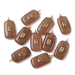 Белый Нефрит Крашеные натуральный белый нефрит подвески, прямоугольные подвески с латунной микропаве кубическими цирконами, долговечный, стойки покрытие, реальный 18 k позолоченный, без кадмия и без свинца, верблюжие, 30~30.5x14.5~15x6~7 мм, отверстие : 2.5 мм