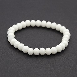 Кремово-белый Граненые непрозрачные однотонные хрустальные бусины круглые бусины стрейч браслеты, кремово-белые, 68 мм