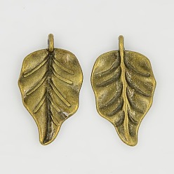 Античная Бронза Сплавочные подвески тибетского стиля, без свинца и без кадмия, лист, античная бронза, 32x18x2 мм, отверстие : 2 мм, без свинца и без кадмия