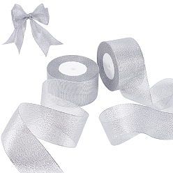 Серебро Полиэфирная лента, для аксессуаров для одежды, украшение подарка, серебряные, 2 дюйм (50 мм), около 24.06 ярдов (22 м) / рулон