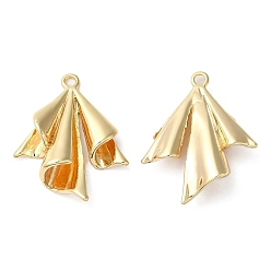 Настоящее золото 18K Латунные подвески, без никеля , очарование веера морщин, реальный 18 k позолоченный, 26.5x21x5 мм, отверстие : 1.8 мм