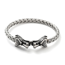 Античное Серебро Мужские браслеты-манжеты viking 304 с открытыми манжетами из нержавеющей стали, дракон, античное серебро, 5/8 дюйм (1.55 см), внутренний диаметр: 2-1/2 дюйм (6.35 см)