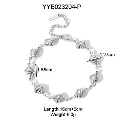 Другие 304 браслеты из нержавеющей стали ссылка для женщин, цвет нержавеющей стали, раковина, 6-1/4 дюйм (16 см)