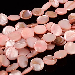 Pink Природные стеклянные бусы нити, окрашенные, плоско-круглые, розовые, диаметром около 13.5~15.5 мм , толщиной 3 мм , отверстие : 2 мм, 28 шт / нитка, 16 дюйм