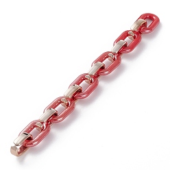 Rot Handgefertigte undurchsichtige Acrylkabelketten, mit ccb Kunststoff-Schnellkupplungen, rot, 31.5x19.5x5.5 mm, 24.5x15.5x6.5 mm, 39.37 inces(1m)/Strang