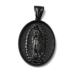 Черный 304 подвески из нержавеющей стали, ионное покрытие (ip), овальные с девственной, чёрные, 36x26.5x4.5~7 мм, отверстие : 4x9 мм