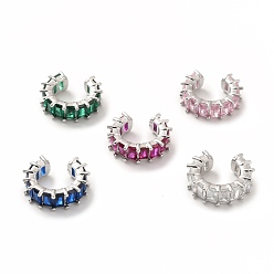 (52) Непрозрачная лаванда Серьги-каффы для тенниса с кубическим цирконием, настоящие латунные серьги с платиновым покрытием для без пирсинга, без кадмия и без свинца, разноцветные, 14x16x5 мм